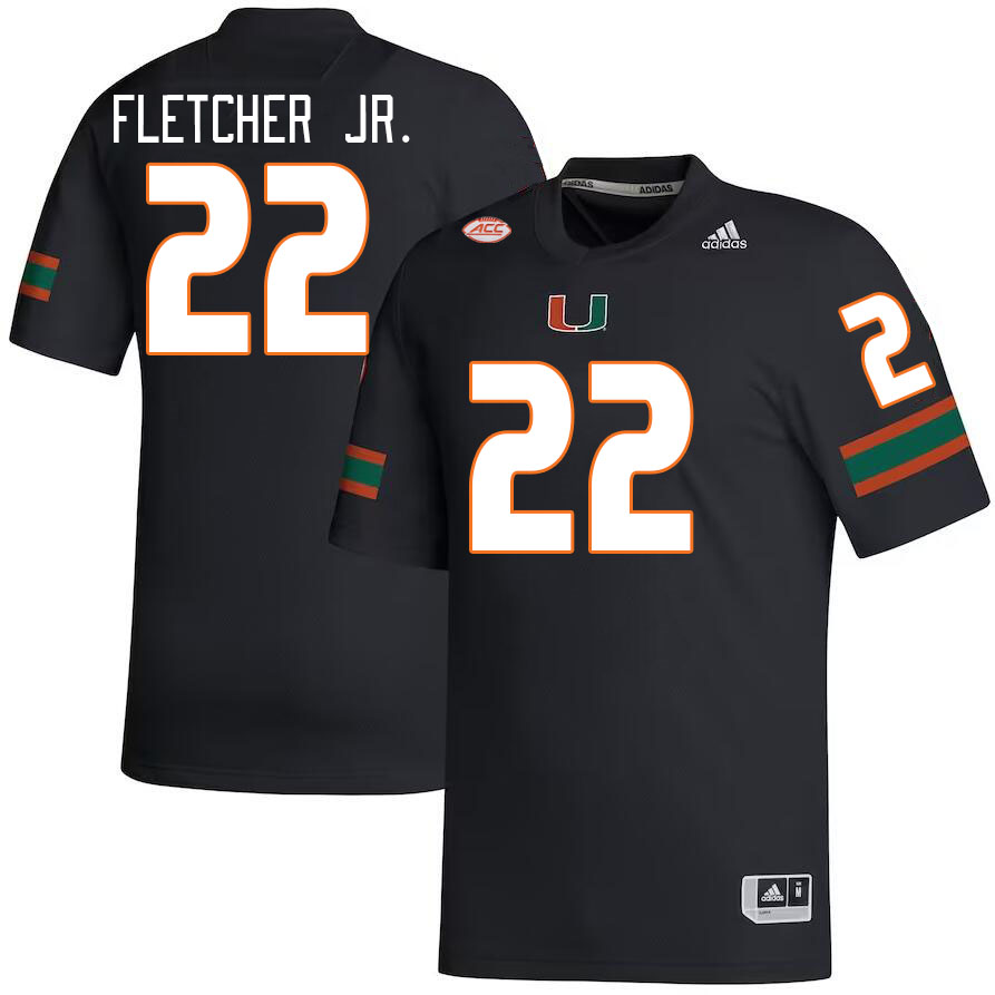 Men #22 Mark Fletcher Jr. Miami Hurricanes College Football Jerseys Stitched Sale-Black - Click Image to Close